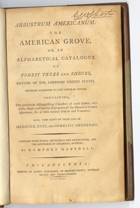 Humphrey Marshall Book Title Page
